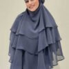 Veiled 3-Layer Chiffon Soufflé Shawl 6012 Black 27 Veiled 3-Layer Chiffon Soufflé Shawl 6012 Black - Image 5