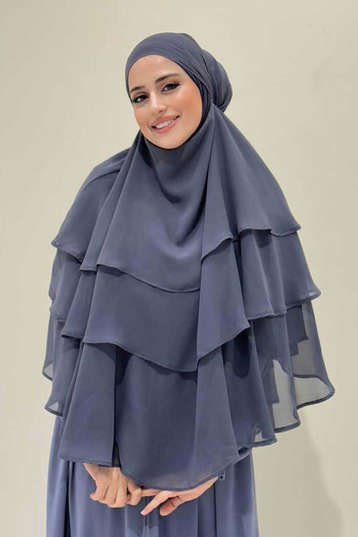 Veiled 3-Layer Chiffon Soufflé Shawl 6012 Black 5 Veiled 3-Layer Chiffon Soufflé Shawl 6012 Black - Image 5