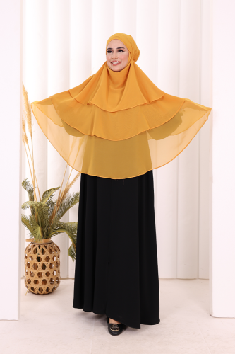 Veiled 3-Layer Chiffon Soufflé Shawl 6012 Black 9 Veiled 3-Layer Chiffon Soufflé Shawl 6012 Black - Image 9