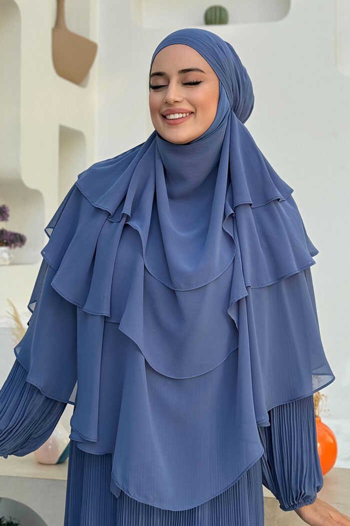 Veiled 3-Layer Chiffon Soufflé Shawl 6012 Black 10 Veiled 3-Layer Chiffon Soufflé Shawl 6012 Black - Image 10