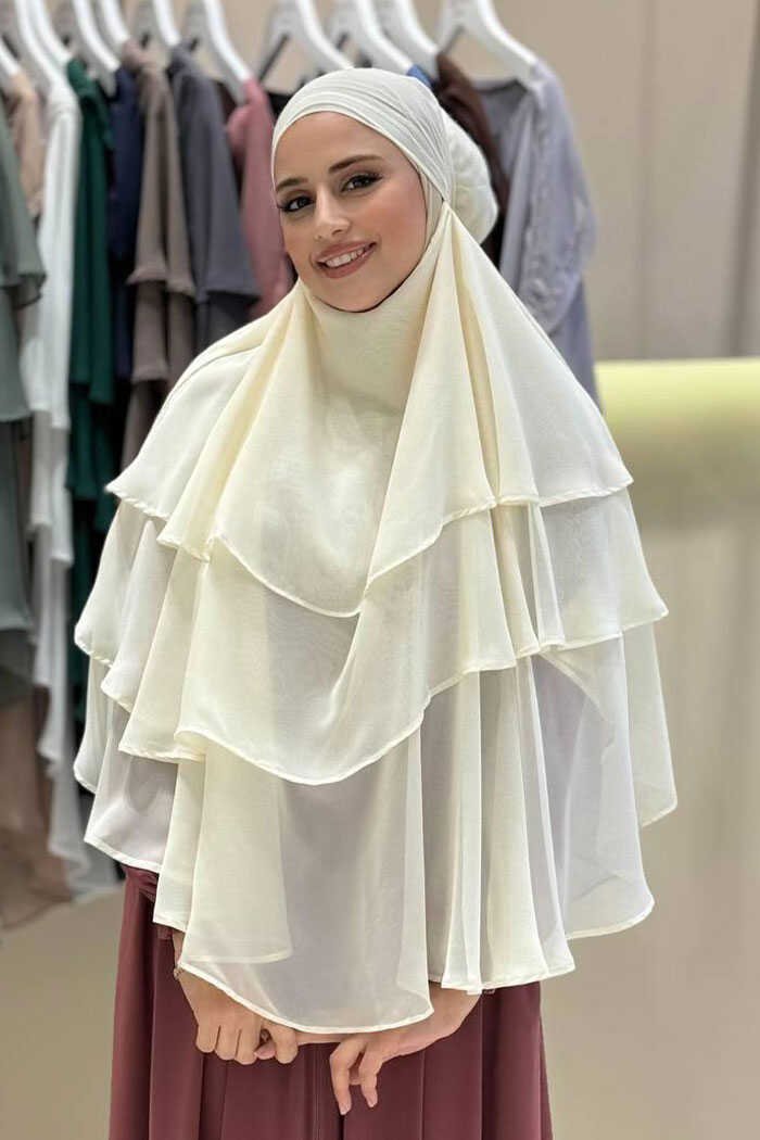Veiled 3-Layer Chiffon Soufflé Shawl 6012 Black 13 Veiled 3-Layer Chiffon Soufflé Shawl 6012 Black - Image 13