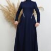 Polyana Crepe Evening Dress Blue - Image 3