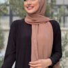 Stone Detail Chiffon Scarf 2026 Brown - Image 9