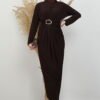 Almira Buckled Dress Dark Brown - Image 3