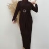 Almira Buckled Dress Dark Brown - Image 4