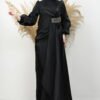Black Evening Dress with Stone Embellishments at the Waist - Image 3