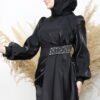 Black Evening Dress with Stone Embellishments at the Waist - Image 5