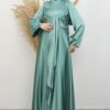 Erim Satin Evening Dress Emerald 11 Erim Satin Evening Dress Emerald - Image 6