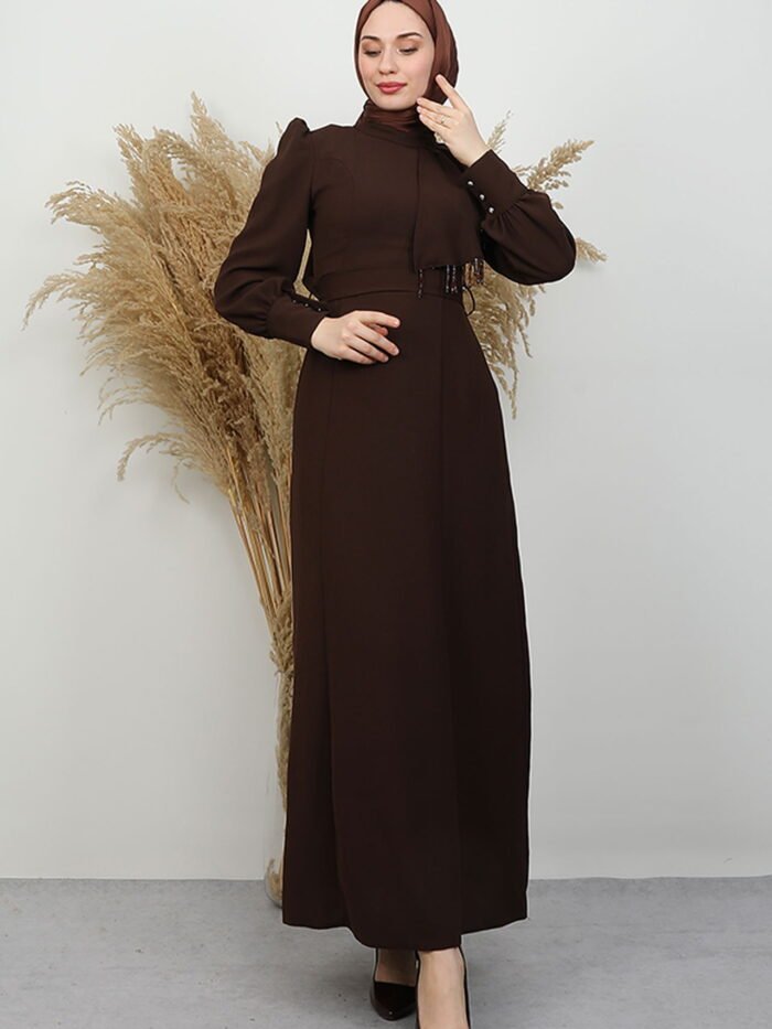 Alternative view of Gülay Taşlı Evening Dress Bitter Coffee
