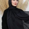 Pearl Satin Black Shawl - Image 15