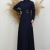Navy Blue Jersey Dress with Buckle Front 20 Navy Blue Jersey Dress