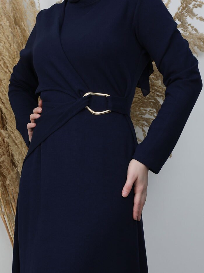 Alternative view of Navy Blue Jersey Dress with Buckle Front