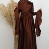 Rebellious Luxtry Satin Evening Dress in Brown - amofashion ltd - Image 4