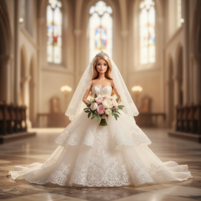 barbie with wedding dress featured