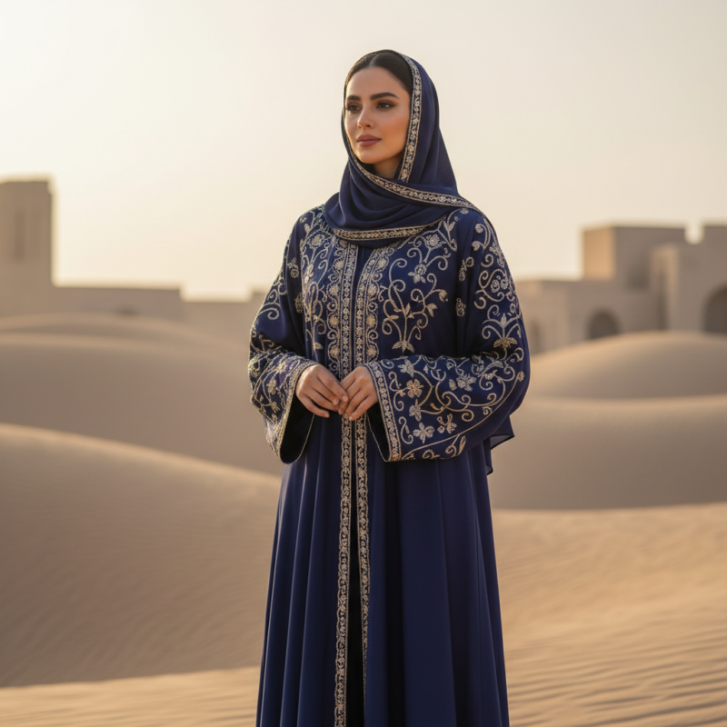 embroidered abaya with hijab featured