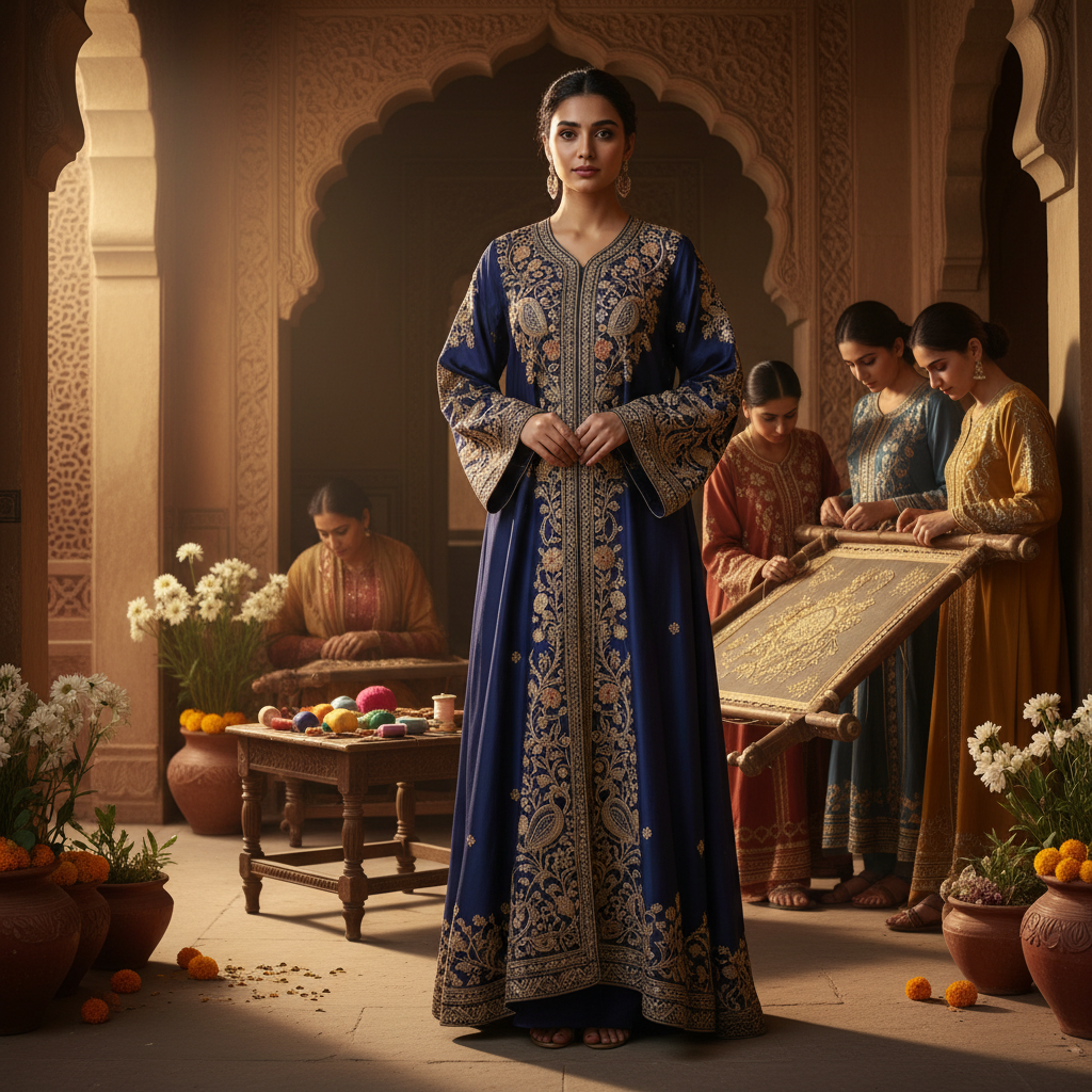 5 Exquisite Embroidery Abaya Styles from India You Need to See 6 embroidery abaya India - fashion inspiration