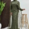 Crepe Evening Dress, Plum - Image 13