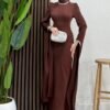 Crepe Evening Dress, Plum - Image 8