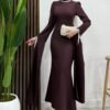 Crepe Evening Dress, Plum - Image 2