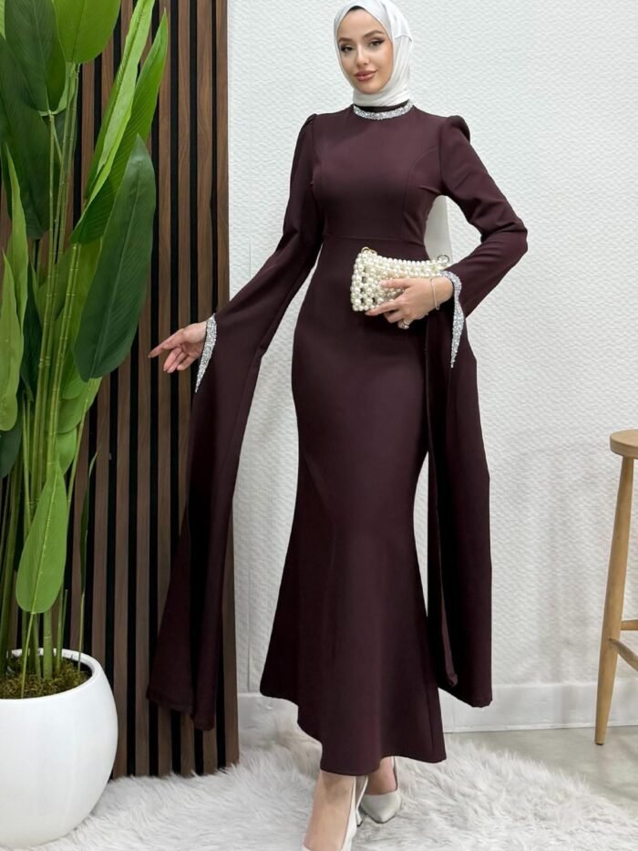 Alternative view of Crepe Evening Dress, Plum