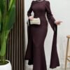 Crepe Evening Dress, Plum - Image 4