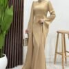 Crepe Evening Dress, Plum - Image 12