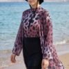 Patterned Long Pareo, Rose Pink - Image 2