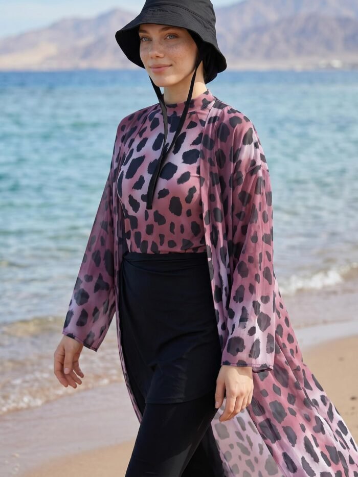 Alternative view of Patterned Long Pareo, Rose Pink