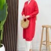 Buttoned Aerobin Cap Pomegranate blouses - Image 3
