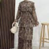 Ethnic Layer Dress Dark Coffee - Image 7
