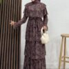 Ethnic Layer Dress Dark Coffee - Image 8