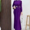 Sandy Dress with Pearl Belt, Purple - Image 2