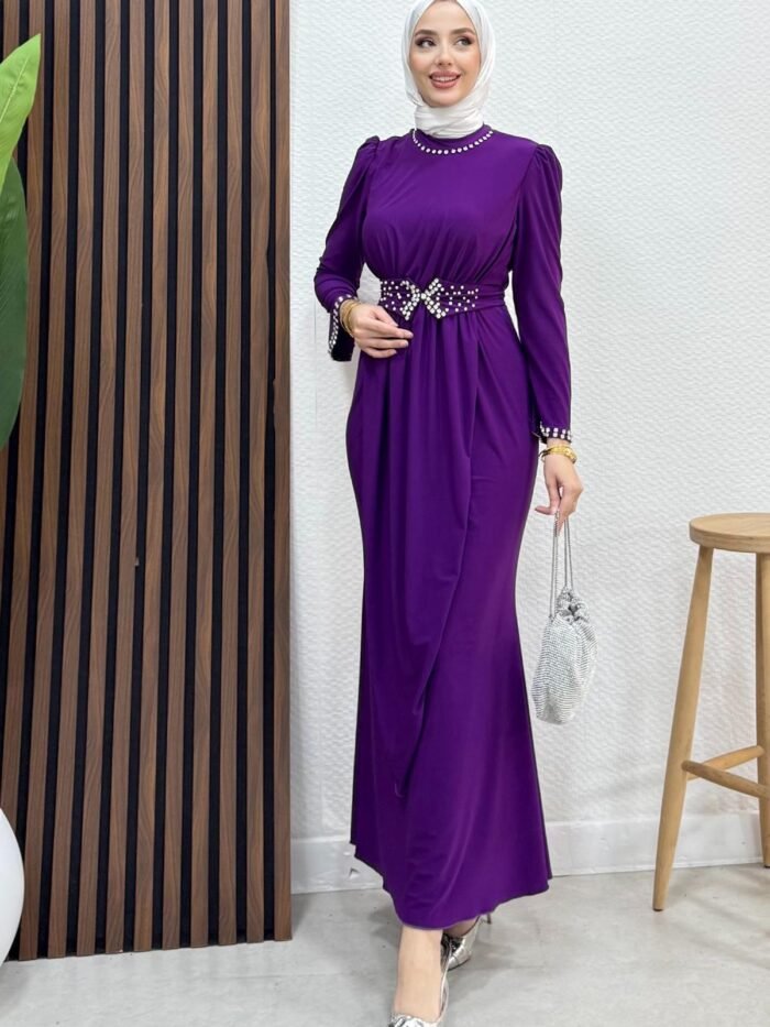 Alternative view of Sandy Dress with Pearl Belt, Purple