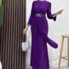 Sandy Dress with Pearl Belt, Purple - Image 4