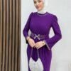 Sandy Dress with Pearl Belt, Purple - Image 5
