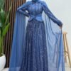 Crepe Evening Dress, Plum - Image 16
