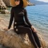 Starry Patterned Swimsuit Set Brown - Image 4