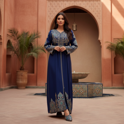 moroccan embroidered abaya featured