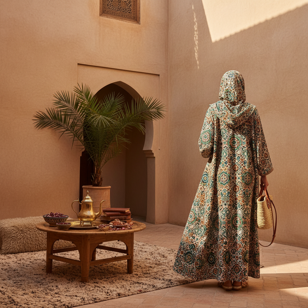 moroccan print abaya - fashion inspiration