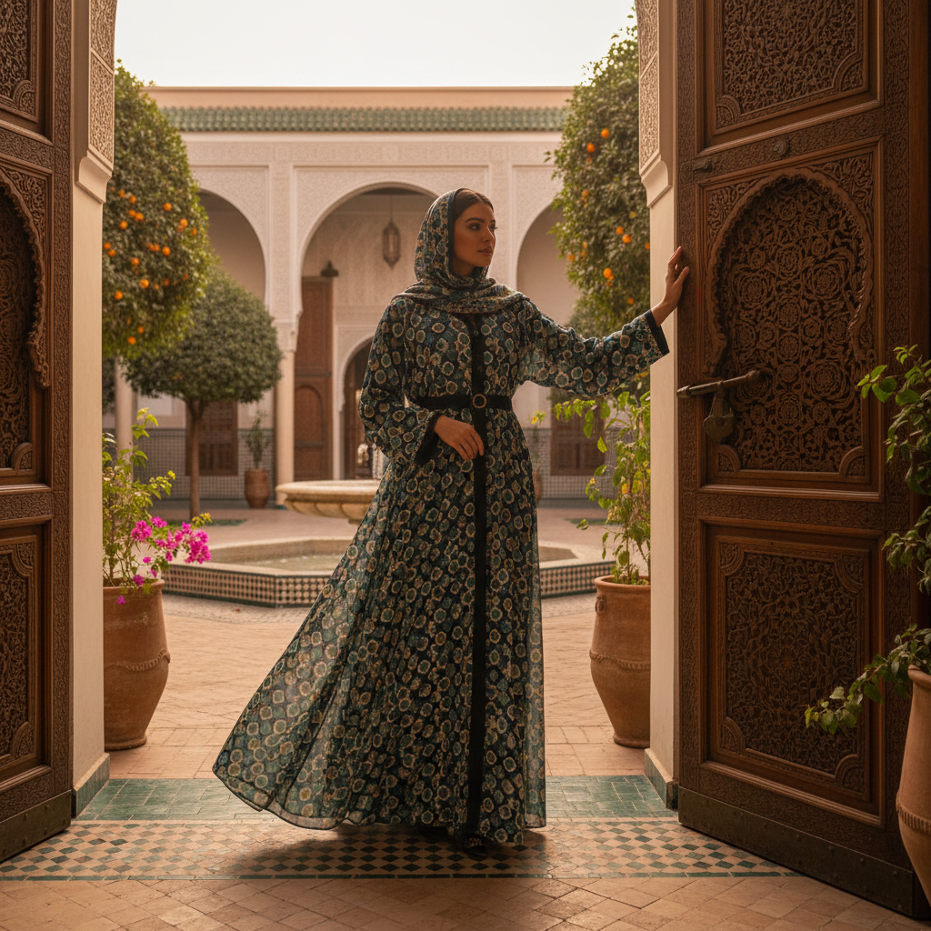 moroccan print abaya - fashion inspiration