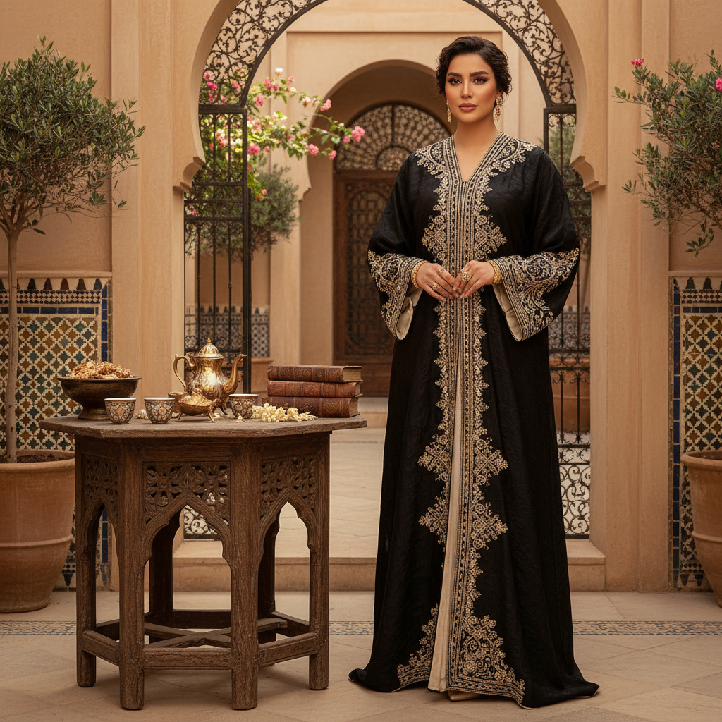 Saudi abaya with embroidery - fashion inspiration