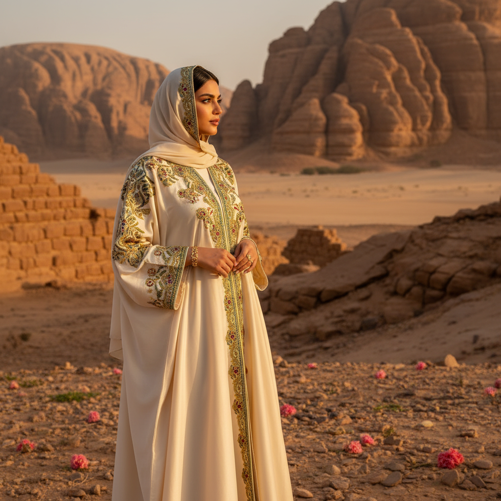 Saudi abaya with embroidery - fashion inspiration