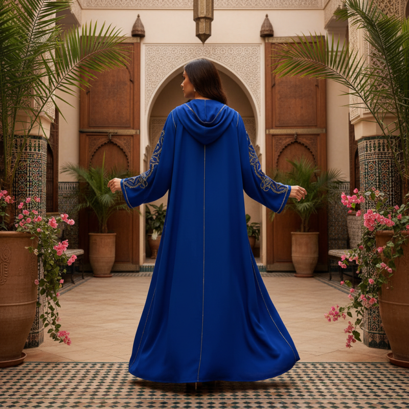 royal blue moroccan abaya featured