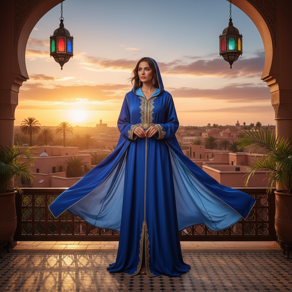 royal blue moroccan abaya - fashion inspiration