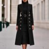 Double Breasted Woolen Large Overcoat And Belt Knitted Dress Two-piece Set 15 Double Breasted Woolen Large Overcoat And Belt Knitted Dress Two-piece Set - Image 6
